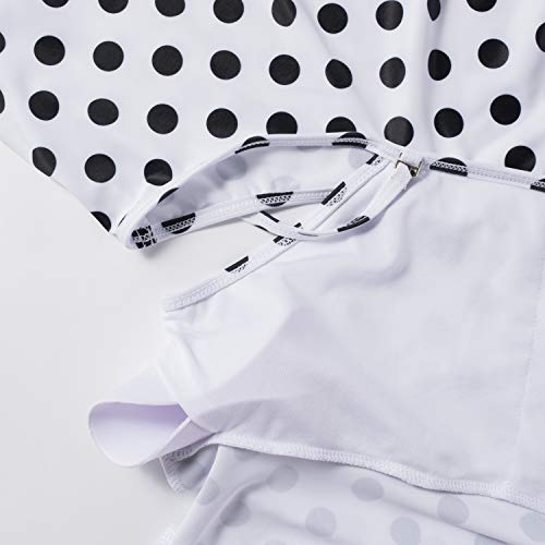 Maternity Bikinis Tankini Floral Flouncing Swimsuit One Piece Beachwear White with Black Polka Dot L