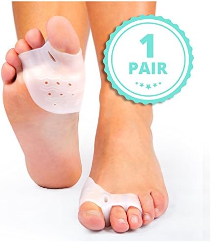 VulMed Bunion Corrector and Gel Toe Separators with Metatarsal Forefoot Cushion Pad for Hammer Toe Hallux Valgus (1-Pair)