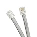 TENINYU RJ12 6P6C 6 Conductor Straight Modular Telephone Data Extension Flat Cord Cable Silver -7FT, 2 Pack