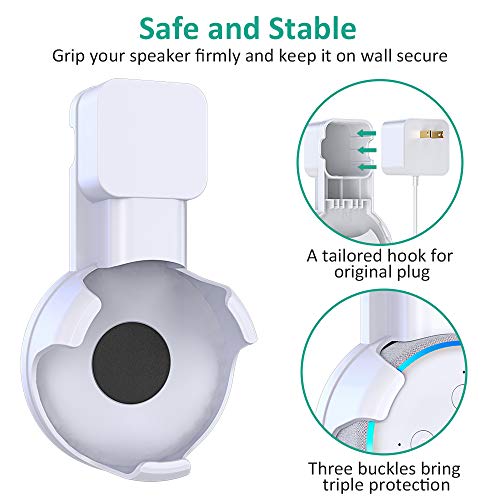 Bovon Outlet Wall Mount Hanger Holder Stand for Echo Dot 3rd Generation, Best Space-Saving Dot Accessories with Cord Management for Your Smart Home Speaker Without Mess Wires or Screws - Thumbnail 3