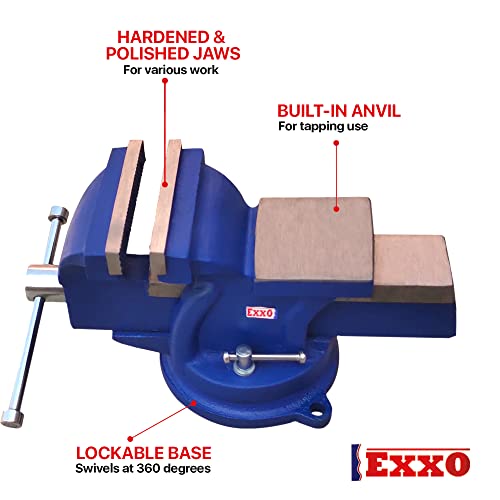 EXXO TOOLS 4 Inch Bench Vise 4" Bench Vise 360 Degree Swivel with