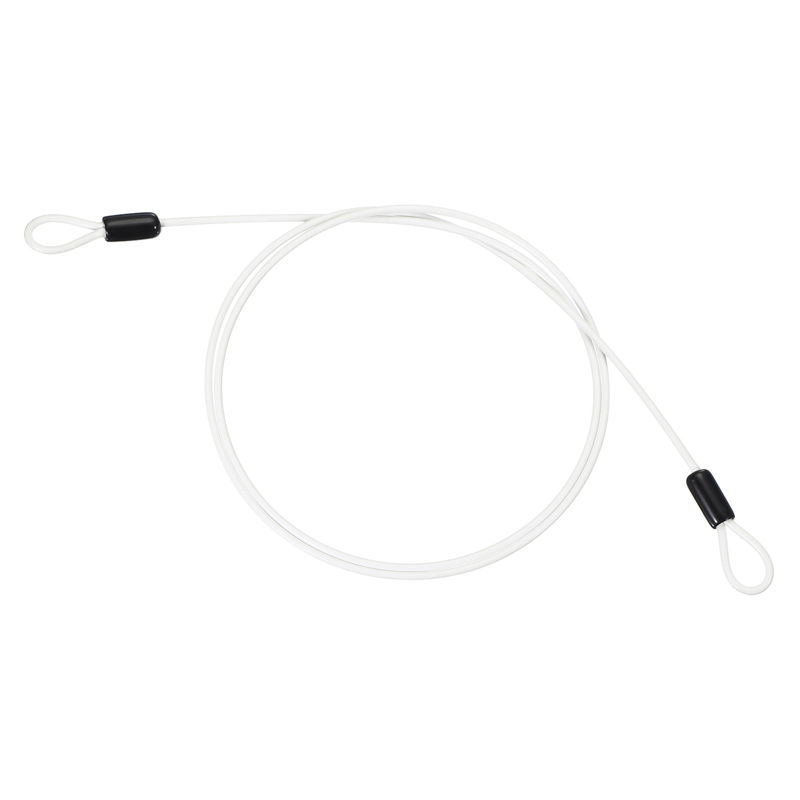 PATIKIL 1/8" Dia Vinyl Coated Stainless Steel Cable with Loops, 4ft (48") Flexible Wire Rope Security Chain Lanyard Lock for Outdoor Stage Lighting Luggage Lock, White