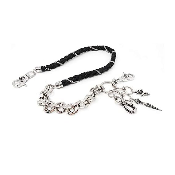 newtro-Leather-Biker-Key-Wallet-Chain-Trucker-Jean-Pants-Chain-for-Men-Punk-Gothic-Key-Chains-Silver-Black-Gold-28-ZK05-Silver