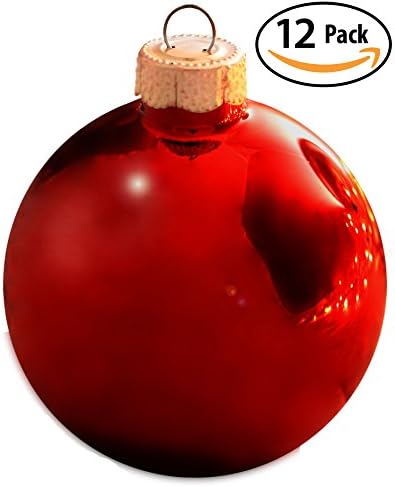 Shiny Red Glass Bulb Christmas Tree Ornament 12 Pack. Ruby Red, Drop-Safe Ball Decorations Will Give Your Home That Classic, Traditional Holiday Look. Beautiful 2.5" Hanging Reflective Bulbs.
