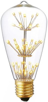 Vintage LED Light Bulbs,AMZSTAR ST64 3W E27 Dimmable LED Lamp Glass Retroe Bulb Edison Firework Bulbs for Christmas Party Decoration, Warm White 2200K(ST64 Pack 1)