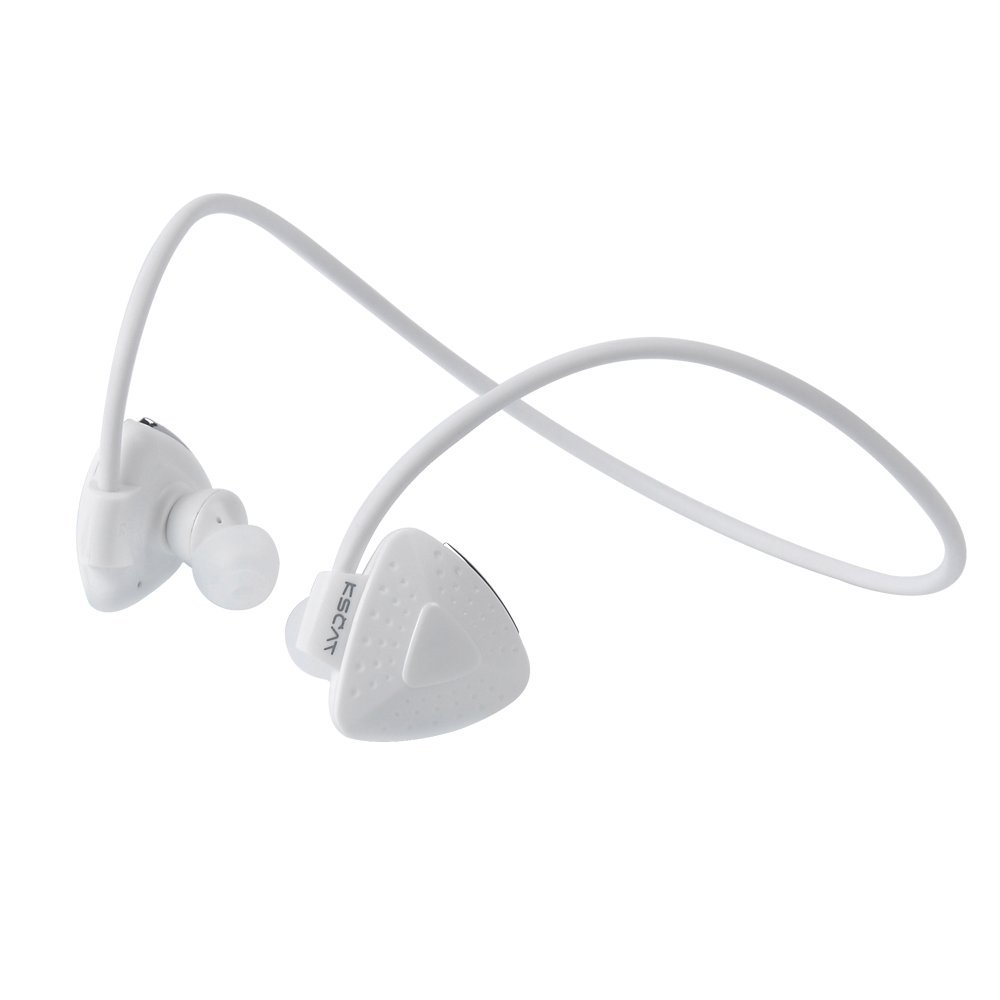 KSCAT Bluetooth Headphones V4.1 Sweatproof Sport Headphones for Gym Running Workout 8 Hour Battery Noise Cancelling Headsets Hands-free Calling NICE 16 White