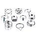 Rinhoo 10Pcs Vintage Bohemian Crystal Pearl Moon Knuckle Joint Nail Ring Set Women Jewelry(C)