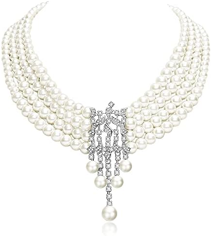 BABEYOND 1920s Gatsby Pearl Necklace Vintage Bridal Pearl Necklace