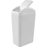 Farmoon 14L /3.5 Gallon Slim Trash Can, Modern Swing Lid Waste Paper Basket | Plastic Dustbin Waste Bin, Light Grey