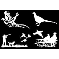 Detailed Decals Pheasant Hunting Decals 3.5inch Vinyl Decals White   