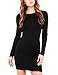 Queen.M Women's Sexy Knitting Long Sleeve Short Slim Dress, Black,M (US 8-10)