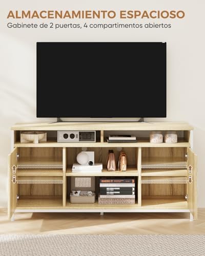 Mueble de TV, Mesa de TV para Salón, con Estantes Ajustables, para Televisores de hasta 65 Pulgadas, Estilo Moderno, 140 x 40 x 71 cm, Roble Claro — foto 2 de 8