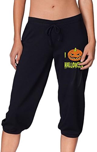 I Love Halloween Women's Capri Joggers Activewear Workout Running Pants Drawstring