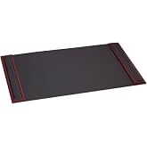 DACASSO Wood &amp; Leather Desk Pad with Side Rails - Luxury Leather Desk Blotter for Writing - Padded Executive Desk Surface Protector - (Rosewood &amp; Black, 34&rdquo; x 20&rdquo;)