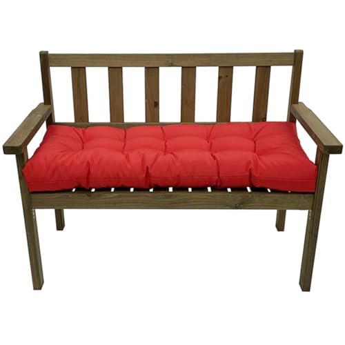 ZEaink Waterproof Seat Cushions Garden Bench Cushion 2-3 Seater Loveseat Bench Seat Pads with Ties Non-Slip Thick Kitchen or Dining Cushion,for Outdoor/Indoor Furniture(Red)
