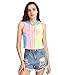 Romwe Women's Summer Sleeveless Tie Dye Hooded Crop Top Yellow one Size