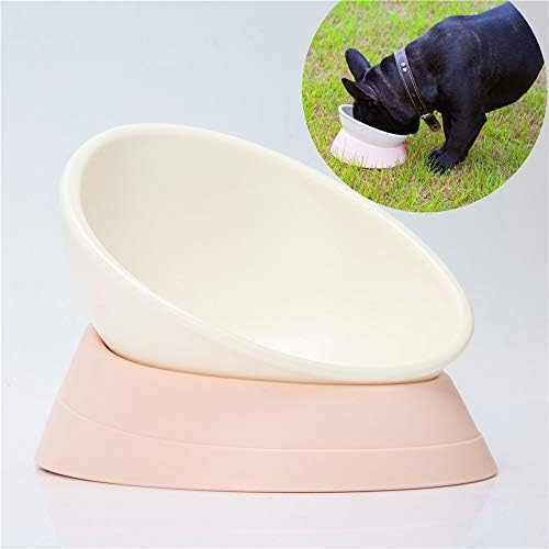 Bulldog Bowl Anti-Slip Dog Cat Dish Detachable Rubber Dog Bowl Pet Sterile Tilted Pet Feeder Slope (Lightpink, 2 Cup)