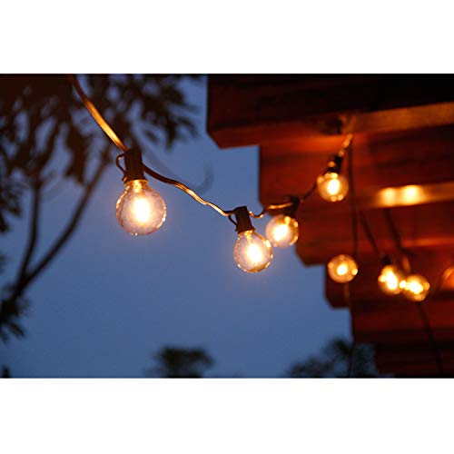 LangPlus+ Outdoor String Lights Mains Powered, 50FT Waterproof Festoon Lights with 46PCS E12 Sockets, 46+4 G40 LED Globe Bulbs(4 Spare), Shatterproof Patio Light for Festival Party Christmas Birthday