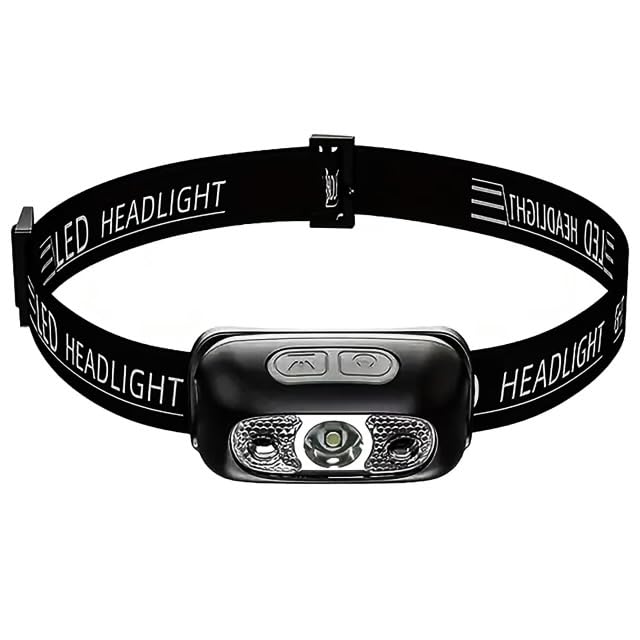 Rechargeable Head Torch, USB LED Headlamp for Indoor & Outdoor Activities, Waterproof & Bright LED Headlight, Adjustable & Lightweight with 5 Modes & Motion Sensor, Gift for Christmas