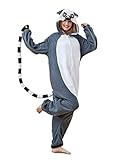 Grey lemuroid Pajamas Unisex Adult Animal Cosplay Costume Onesies One-Piece Gift For Valentine M