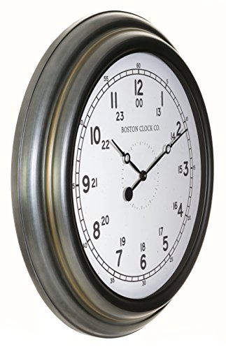 Kiera Grace HO60218-3 30" Bostonian Metal Wall Clock, Large, Grey