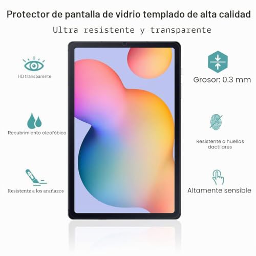 Gerutek [2 Pieces Screen Protector for Samsung Galaxy Tab S6 Lite 10.4 Inch 2024/2022/2020, SM-P620/P625/P613/P619/P610/P615, 9H, Anti-Scratch, Ultra Transparent Tempered Glass for Tab S6 Lite 2024