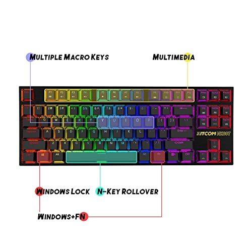 Gaming Keyboard Mechanical 87 Key Silent Red Switch, TKL RGB