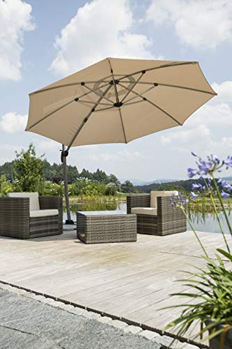 Schneider Sonnenschirm Rhodos Rondo, sand, 350 cm rund, 792-16, Gestell Aluminium, Bespannung Polyester, 22.4 kg – Bild 3