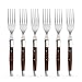 Uniharpa Laguiole Dinner Forks Flatware Steak Sets Stainless Steel Service for 6 With Pakkawood Handle and Gift Box