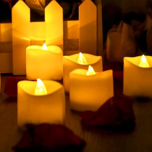 24 Pieces Flickering LED Candles with Realistic Flame Effect, Electric Flameless Small Candle, Flashing Candle Lights for Christmas, Wedding, Easter Decoration