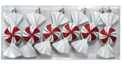 Winterland WL-ORN-6PK-CDY 6 Piece Christmas Hanging White Candy Ornament