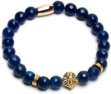 ZENGER 18kt Gold Plated Lion Head Beaded Bracelet
