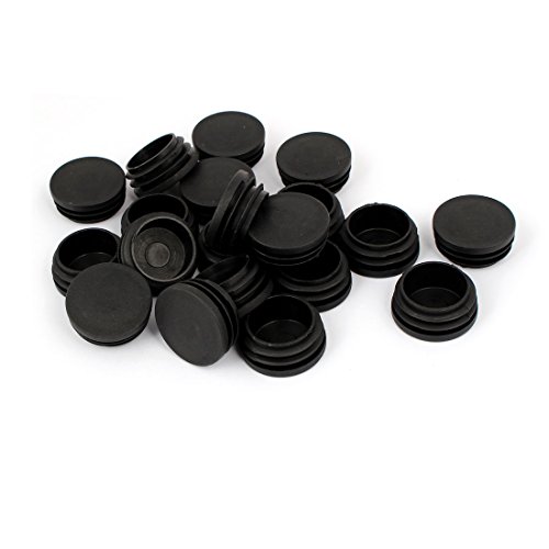 uxcell 38mm Dia Plastic Blanking End Cap Round Ribbed Tube Insert Black 20pcs