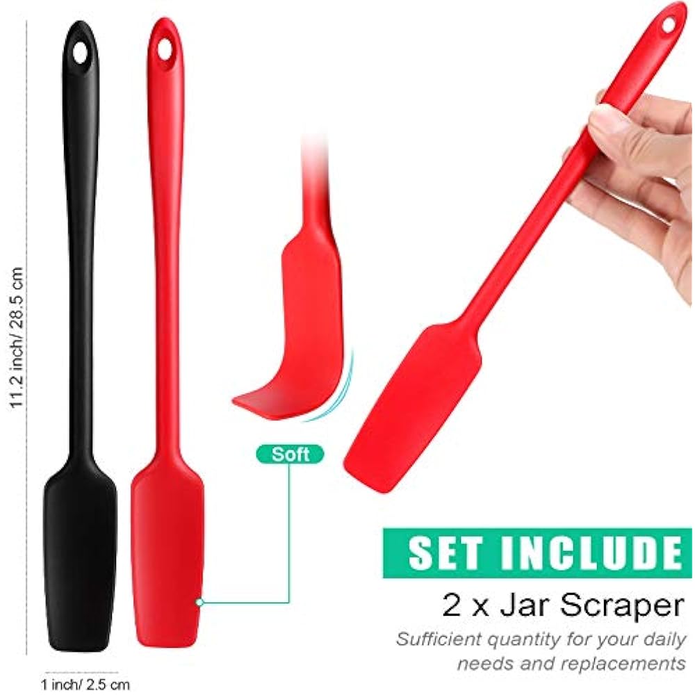 Long Handle Silicone Jar Spatula Kitchen Scraper NonStick Rubber For