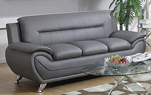 GTU Furniture Contemporary PU Leather Sofa & Loveseat Set, 2 Piece Sofa Set (Grey)