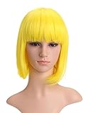 LOUISE MAELYS Ladies Candy Color Straight Flat Bang Short Bob Hair Cosplay Wigs