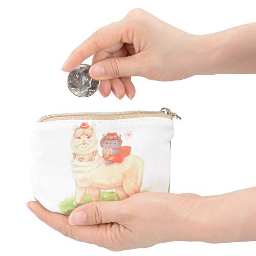 Women and Girls Cute Fashion Coin Purse Wallet Bag Change Pouch Key Holder (Alpaca and Cat)