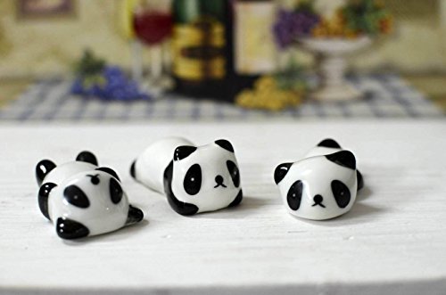 Freedi Cute Panda Chopsticks Rest Holder Set Chinese Ceramic Chopsticks Stand Spoon Fork Holder Rack Practical Tablewares Accessories,3 Pcs (Style A)