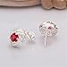 NYKKOLA 925 Sterling Silver Fashion Beautiful Crystal Ruby Stud Earring For Women Girls