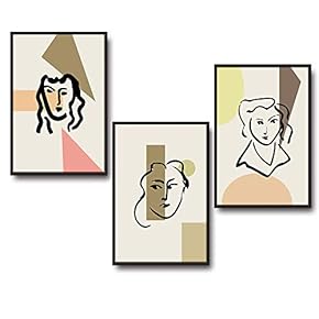 3 Piece Framed Canvas Wall Art for Living Room, Bedroom Mattis and Brutalist Canvas Prints for Modern Home Decoration Ready to Hang - 16"x24"x3 Panels