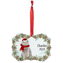 Grey Scottish Fold Cat Christmas Ornament 2024