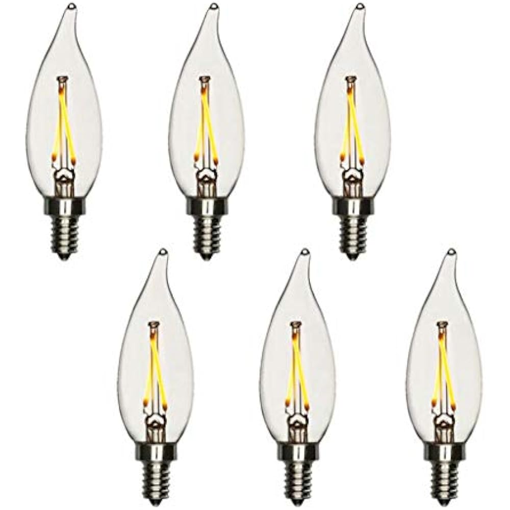 6 Pack LED Bulbs Modvera 25W Equal Candelabra Bent Tip Watts Warm