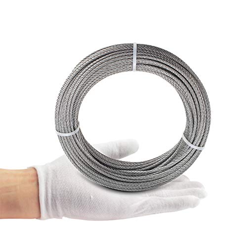 Favordrory 1/8 Inch T316 Marin Grade Stainless Steel Aircraft Wire Rope Cable for Railing, Decking, DIY Balustrade, 7x7 Construction, 100 Feet - Thumbnail 2