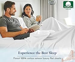 Queen Size Flat Sheet, Soft 100% Cotton Sheet, 400