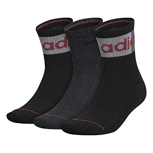 Calcetines adidas Blocked Linear High Quarter (3 pares), negro / rojo legado / negro - Onix Marl / Onix / Light Onix, L
