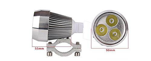 Bright 12W 3 LED Metal Shell Motorcycle Fog Light Handlebar Spotlight Universal Motorcycle Headlight For All Electric Bike Work Driving Headlamp Spot Lamp Night Riding Safety 12v-80v Voltage Universal