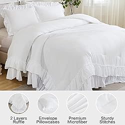Andency White Comforter Set Queen Size, Lightweight