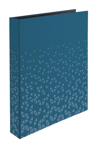 HERMA Carpeta de anillas A4 azul, paquete de 12, archivo de 4 anillos, lomo de 46 mm, carpeta delgada con patrón, impresión interior y acabado suave al tacto, carpeta de archivo y organizador de