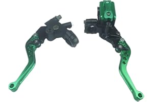 HARIFOGER Universal Motorcycle 7/8" 22mm Brake Master Cylinder Reservoir Handlebar Clutch Lever CNC Left & Right Set Compatible with Honda Kawasaki Suzuki Yamaha Dark Green