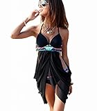 Walume Womens Halter Neck Bikini Set Push-up Padded Bra Swimsuit Large Black